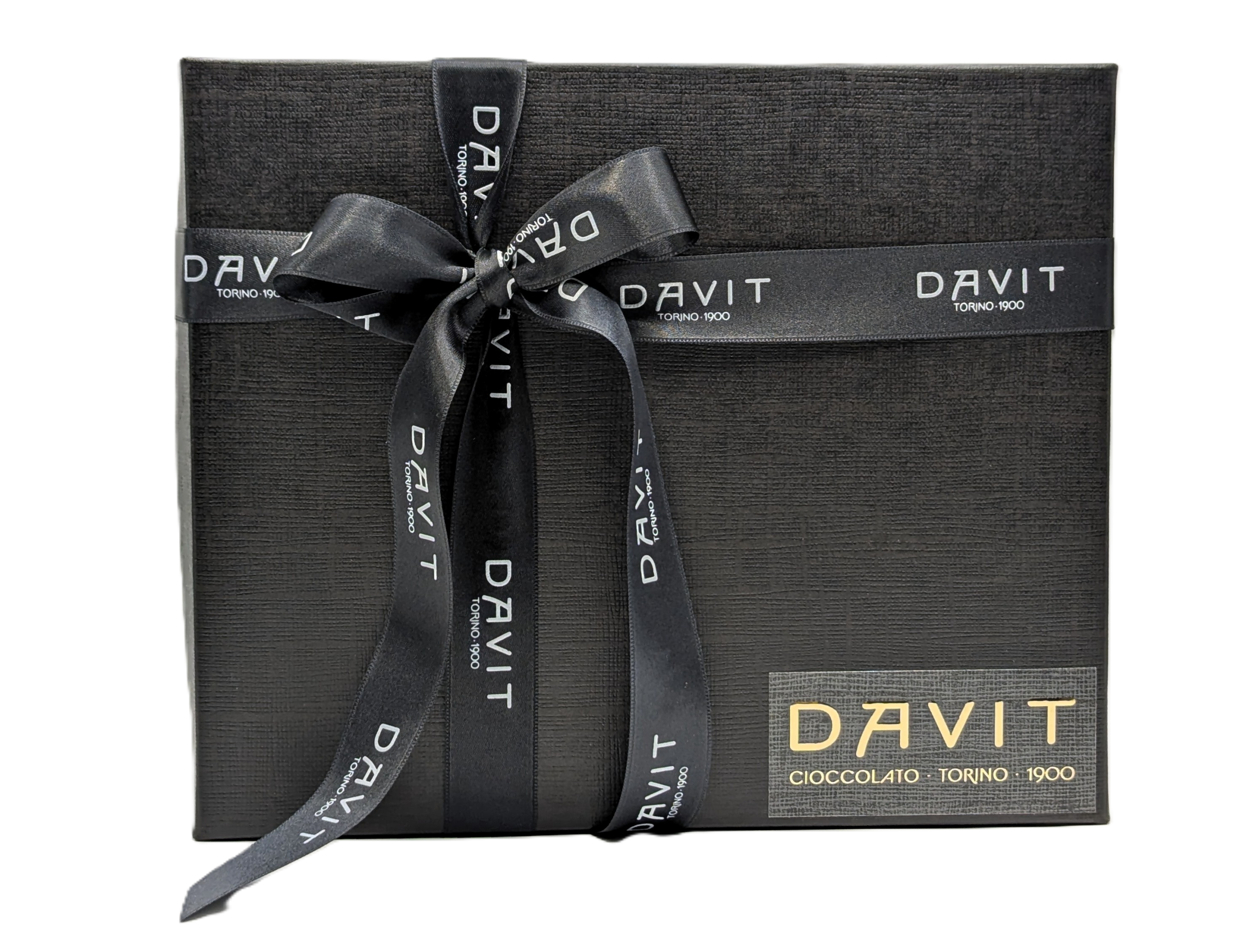 Confezione regalo DAVIT con nastro nero personalizzato